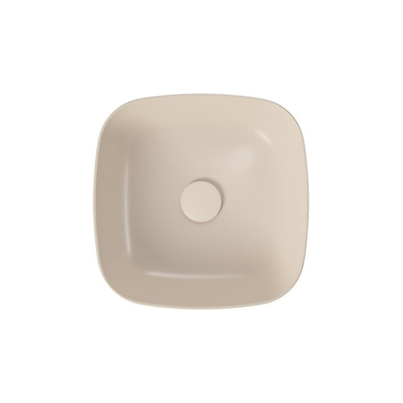 Ceramiczna umywalka nablatowa Larga 38x38 cm w beżowym macie - elegancja i styl łazienki!