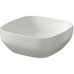 Ceramiczna umywalka nablatowa Larga 38x38 cm, jasnoszary mat z korkiem - Elegancja i styl!