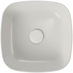 Ceramiczna umywalka nablatowa Larga 38x38 cm, jasnoszary mat z korkiem - Elegancja i styl!