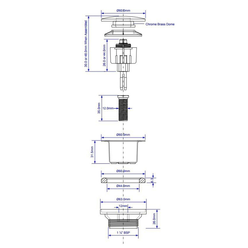 Klik-Klak Korek do Umywalki Chromowany – Nowoczesne Rozwiązanie CWP60CB