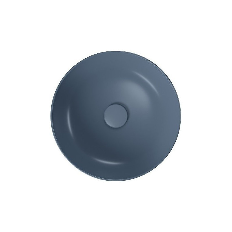 Okrągła umywalka nablatowa Larga 40cm mat niebieski + korek w zestawie