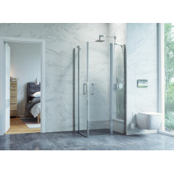 Mazo drzwi wahadłowe kabiny kwadratowej 90x90 cm / 100x100 cm, powłoka Clean Control, chrom