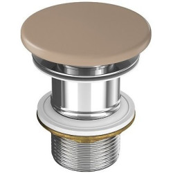 Ceramiczna umywalka nablatowa Larga 40cm, okrągła, brązowy mat z korkiem - Styl i Elegancja