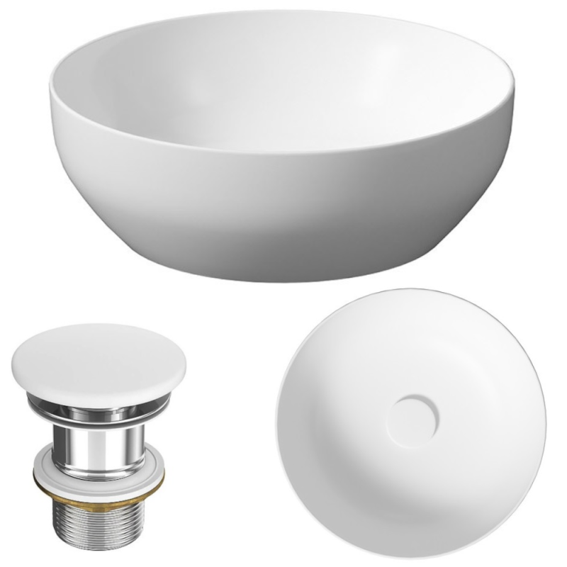 Luksusowa umywalka Larga 40 cm - biała, matowa elegancja dla Twojej łazienki!