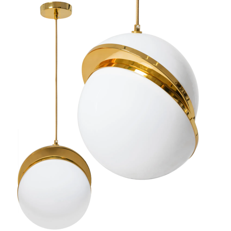 Stylowy Żyrandol APP481-1CP w Bieli ze Złotym Akcentem - Nowoczesne Oświetlenie wnętrz