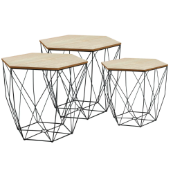 Nowoczesny Zestaw Trzech Metalowych Stolików SG1910-77 - Styl i Funkcjonalność w Jednym