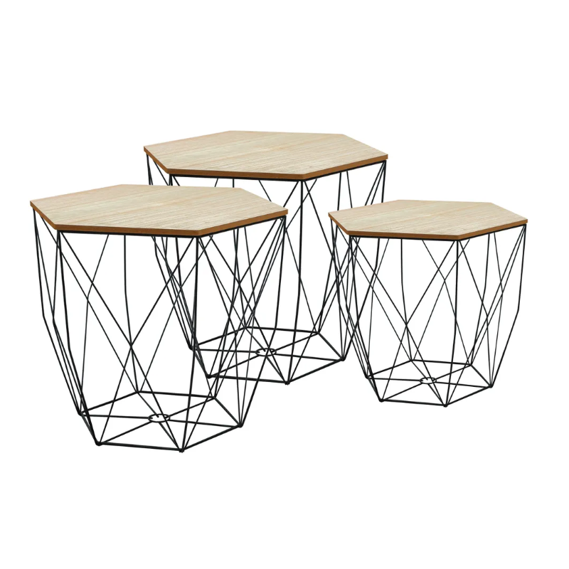 Nowoczesny Zestaw Trzech Metalowych Stolików SG1910-77 - Styl i Funkcjonalność w Jednym