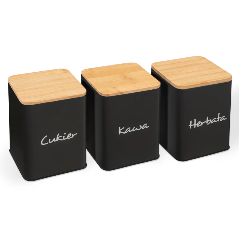 Stylowe Czarny Pojemniki Kuchenne - Zestaw 3 Eleganckich Sztuk