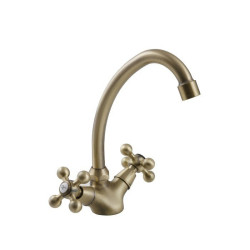 Elegancka Bateria Stilo Mosiądz Antyczny z Ruchomą Wylewką 240mm