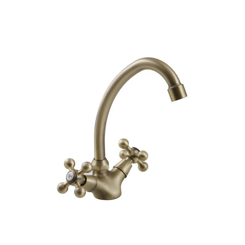 Elegancka Bateria Stilo Mosiądz Antyczny z Ruchomą Wylewką 240mm