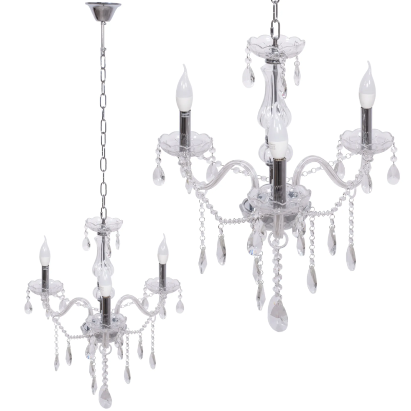 Elegancka Lampa Kryształowa Glamour – Trójramienna Ozdoba Twojego Wnętrza