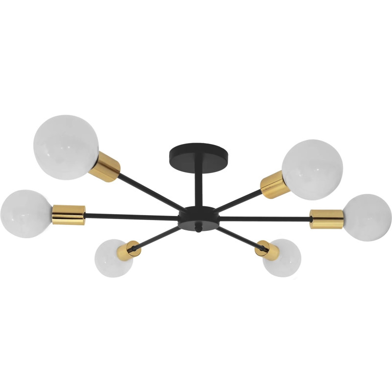 Elegancka Lampa APP501-6C w Kolorze Czarnym ze Złotymi Akcentami