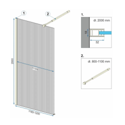 Luksusowa Ścianka Prysznicowa AERO INTIMO Złoto Szczotkowane 90 cm