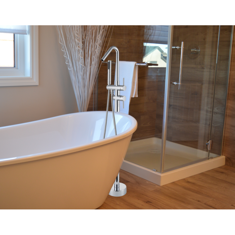 Nowoczesna Bateria Wannowa Wolnostojąca STYLUS z Ruchomą Wylewką - Chromowana Elegancja