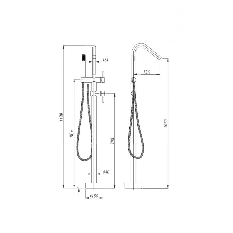 Nowoczesna Bateria Wannowa Wolnostojąca STYLUS z Ruchomą Wylewką - Chromowana Elegancja