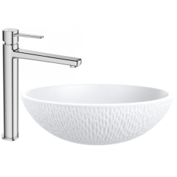 Stylowa Umywalka Granitowa Amber + Elegancka Bateria Glamour w Chromie