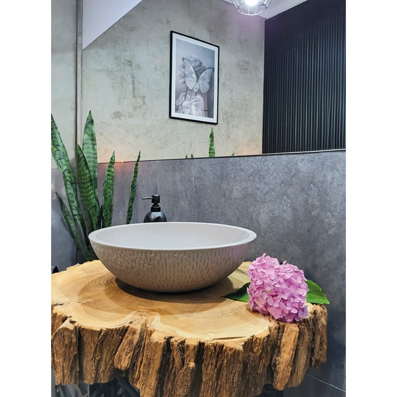 Elegancka Umywalka Granitowa Amber Szara z Chromowaną Baterią Glamour Wysoką