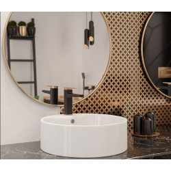 Nowoczesna bateria umywalkowa Invena MIDNIGHT czarno-złota rose BU-35-014