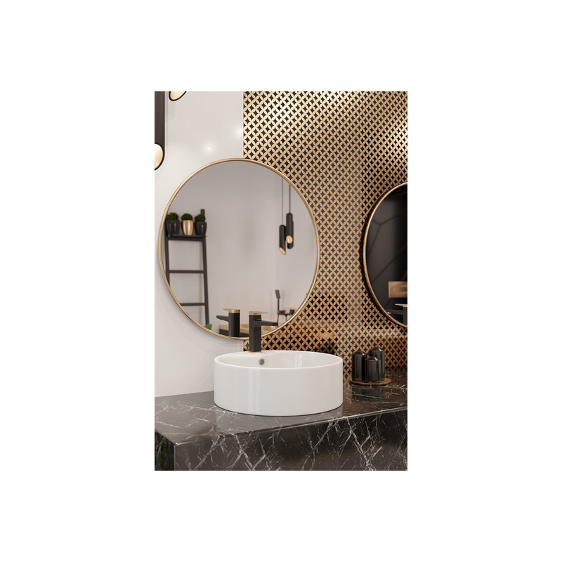 Nowoczesna bateria umywalkowa Invena MIDNIGHT czarno-złota rose BU-35-014