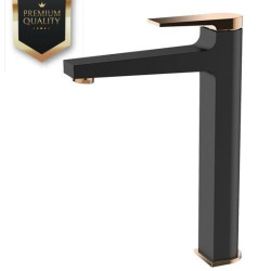 Elegancka Bateria Łazienkowa MIDNIGHT Czarna/Złoto Róż, Wysoka jakość Invena