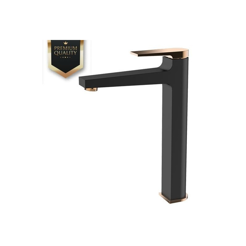 Elegancka Bateria Łazienkowa MIDNIGHT Czarna/Złoto Róż, Wysoka jakość Invena