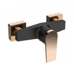 Czarna bateria prysznicowa Invena MIDNIGHT z różowo-złotymi akcentami - Luksus i Styl