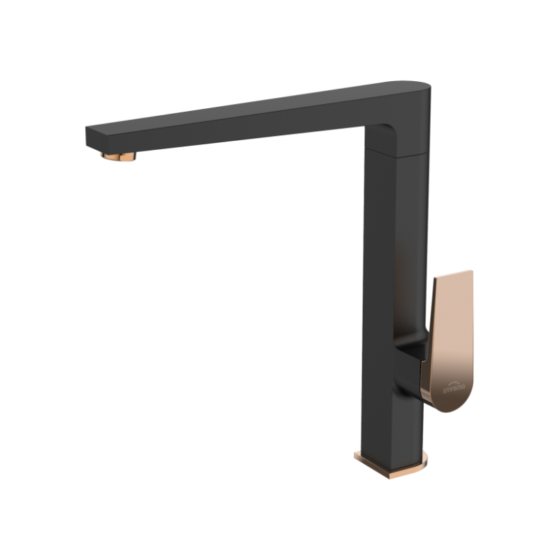 Invena MIDNIGHT: Luksusowa Bateria Kuchenna Black/Gold Rose - Styl i Elegancja w Twojej Kuchni