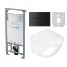 Zestaw WC Premium: Stelaż, Przycisk, Miska wisząca BEZ KOŁNIERZA, Deska SLIM Wolnoopadająca