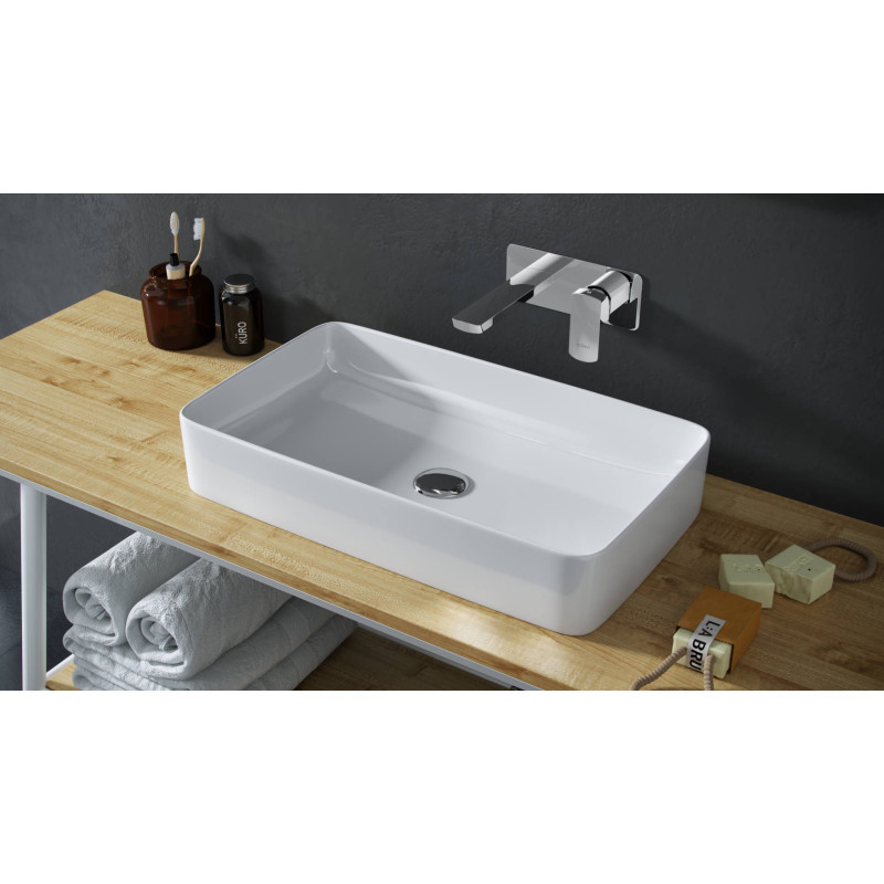 Cori 61 umywalka nablatowa 61x36 cm prostokątna, biały połysk