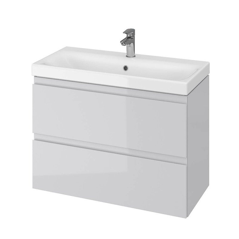 Szafka z umywalką MODUO SLIM 80cm - Elegancka i funkcjonalna, szary design.