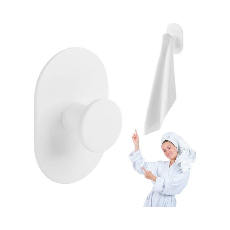 Samoprzylepny Biały Uchwyt Łazienkowy na Ręcznik - Styl i Funkcjonalność w Jednym