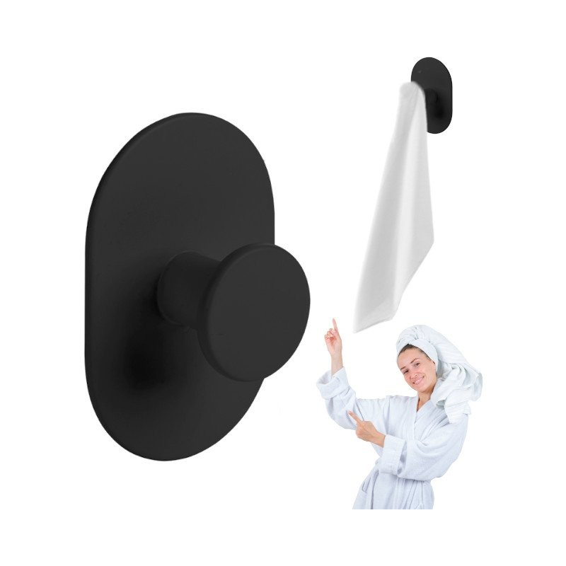 Samoprzylepny Uchwyt Na Ręcznik Miri Czarny - Bez Inwazyjnego Montażu!