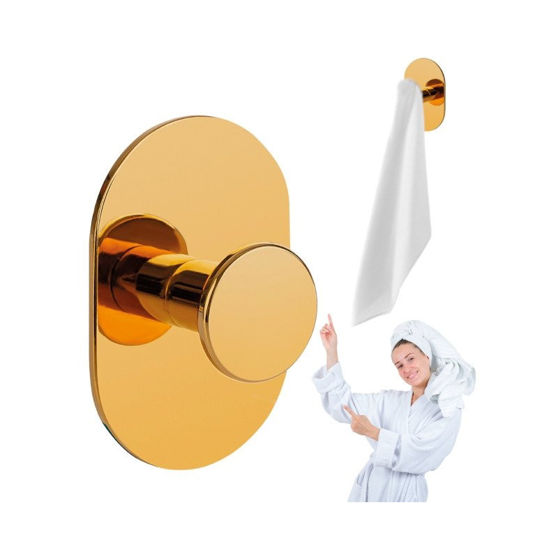 Elegancki złoty uchwyt na ręcznik, łatwa instalacja bez wiercenia!