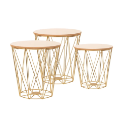 Stylowy Zestaw 3 Metalowych Stolikw Twins Gold - Elegancja w Złotym Wydaniu