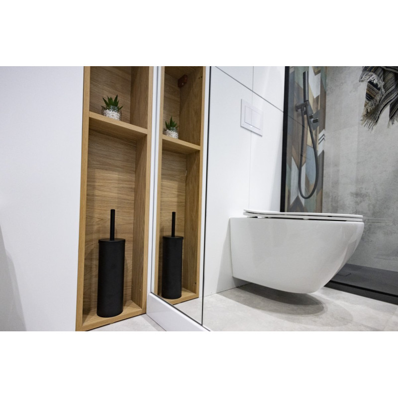 Elegancka szczotka WC LAVEO MIRI czarna – nowoczesna i wolnostojąca!