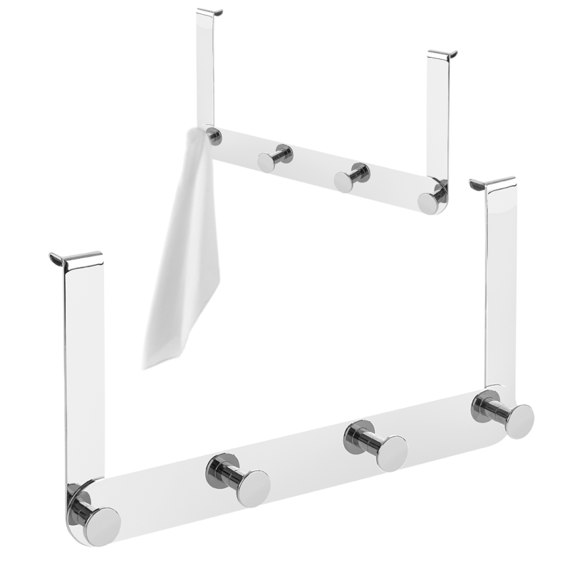 Chromowany wieszak na kabinę prysznicową - poczwórny haczyk na ręczniki, stalowy, bezinwazyjny montaż
