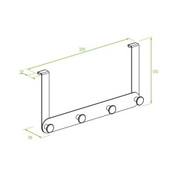Laveo Miri wieszak poczwórny na kabinę prysznicową czarna 170x325