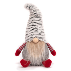 Uroczy Skrzat Świąteczny YX011 - Idealny Na Dekorację, 40cm w Czerwono-Szarej Stylistyce