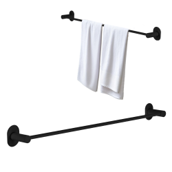 Designerski Wieszak na Ręczniki 61cm Czarny – Mocowanie Inwazyjne i Samoprzylepne, Seria Miri