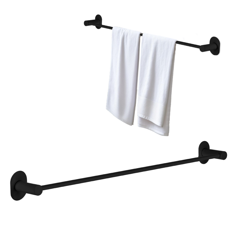 Designerski Wieszak na Ręczniki 61cm Czarny – Mocowanie Inwazyjne i Samoprzylepne, Seria Miri