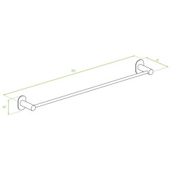Designerski Wieszak na Ręczniki 61cm Czarny – Mocowanie Inwazyjne i Samoprzylepne, Seria Miri
