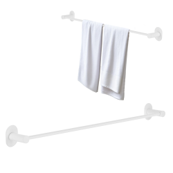 Elegancki Wieszak MIRI 61cm, Biały - Montaż Bezłynwazyjny lub Przykręcany, Stalowa Wykonanie