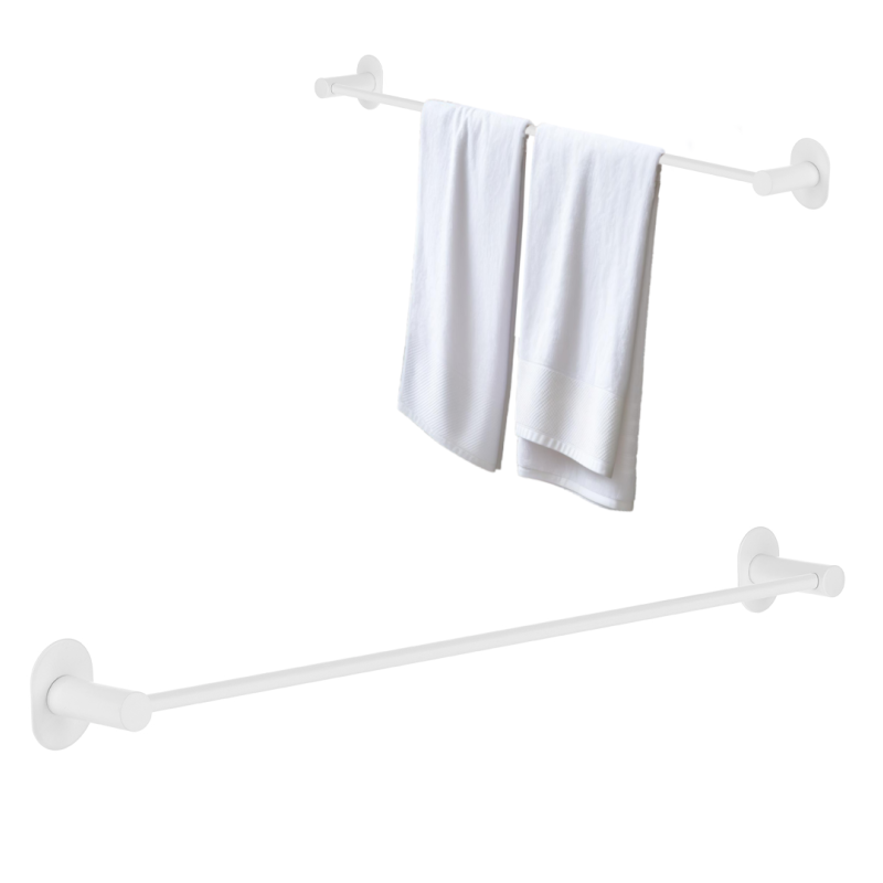 Elegancki Wieszak MIRI 61cm, Biały - Montaż Bezłynwazyjny lub Przykręcany, Stalowa Wykonanie