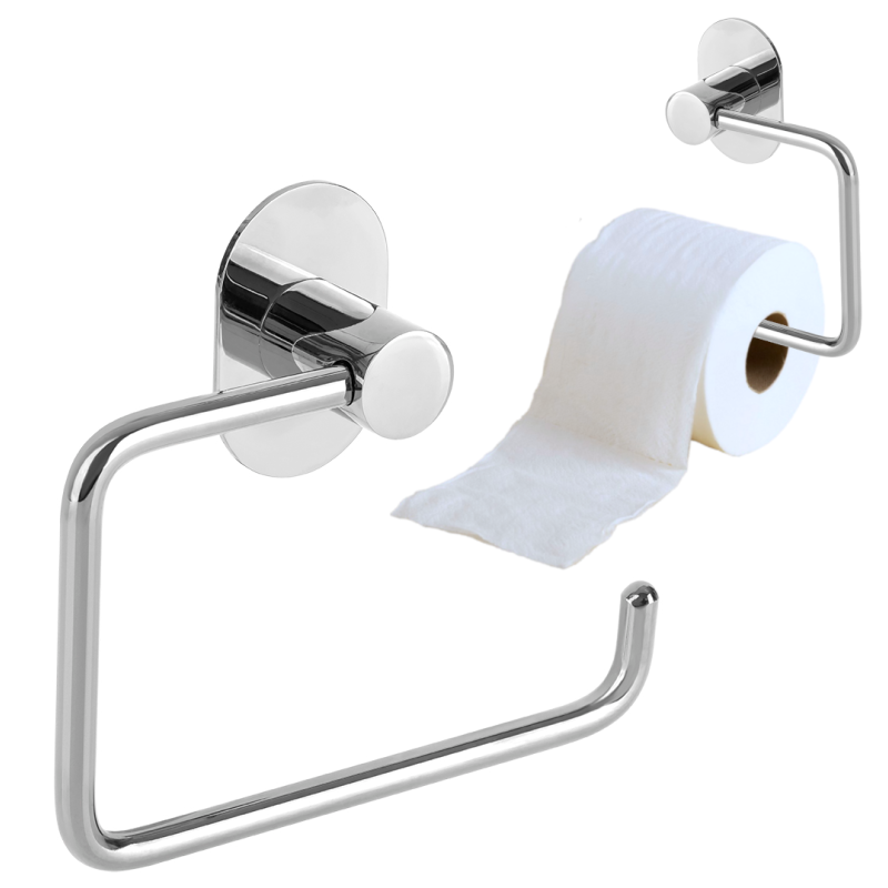 Elegancki Chromowany Uchwyt na Papier Toaletowy Miri - Montaż Ścienny Bez Wiercenia