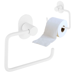 Biały uchwyt na papier - bezinwazyjne montowanie, nowoczesny design Miri, stalowa jakość!