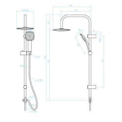 Czarna Kolumna Natryskowa Ondo z Deszczownią - Elegancja i Funkcjonalność dla Twojej Łazienki