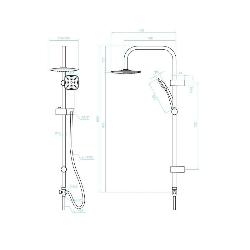 Kuchinox Ondo kolumna natryskowa czarna