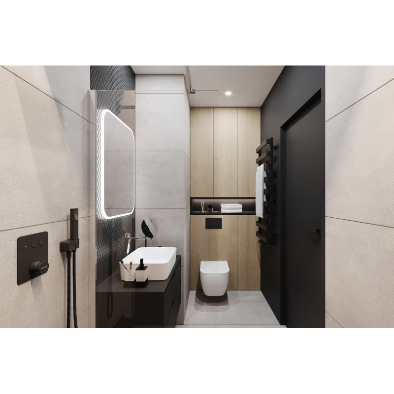 Meteor grzejnik łazienkowy 111x50 cm, czarny soft