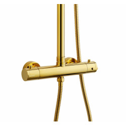 Luksusowa Kolumna Prysznicowa Gold z Baterią Termostatyczną - Invena Elegance