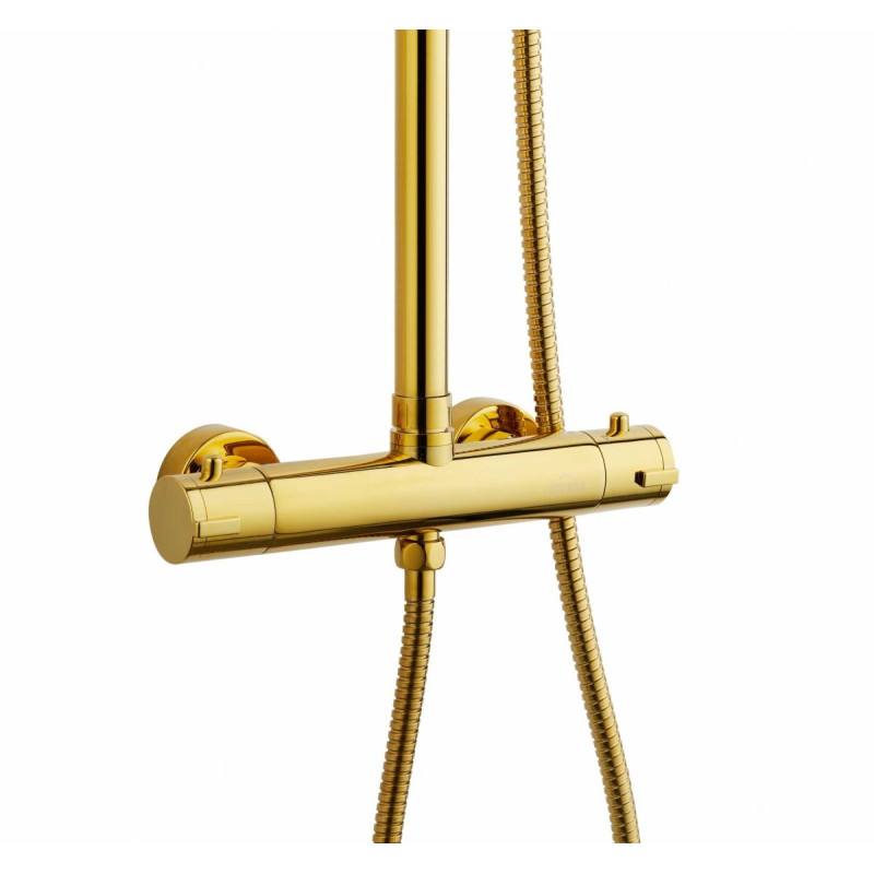 Luksusowa Kolumna Prysznicowa Gold z Baterią Termostatyczną - Invena Elegance